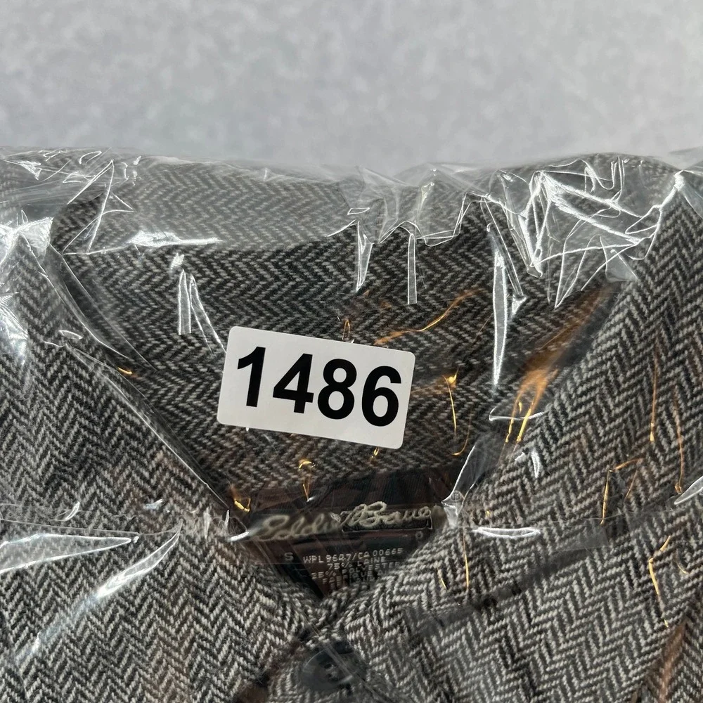 Vintage Eddie Bauer Wool Herringbone Shacket Shirt Men's Large Gray Mackinaw